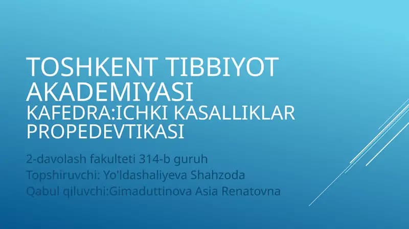 Ichki kasalliklar propedevtikasi