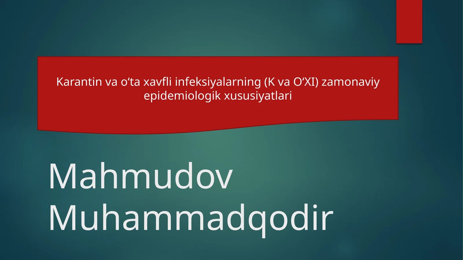 Karantin va o‘taxavfli infeksiyalarning (KvaO‘ XI) zamonaviy epidemiologik xususiyatlari
