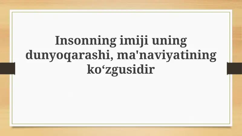 Tasvir dunyoqarash va ma'naviyat ko'zgusi sifatida