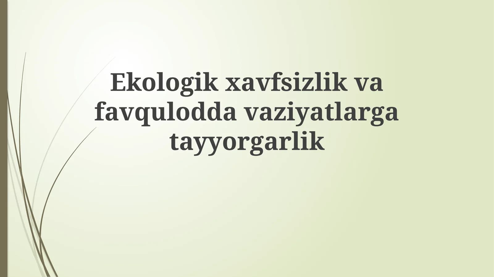Ekologik xavfsizlik va favqulodda vaziyatlar