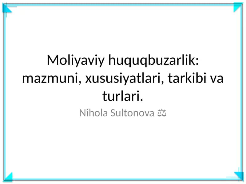 Moliyaviy huquqbuzarlik