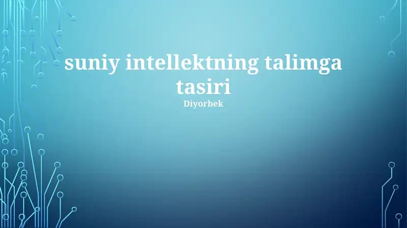 Suniy intellektning talimga tasiri