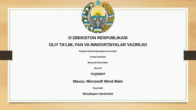 Microsoft Word Matn