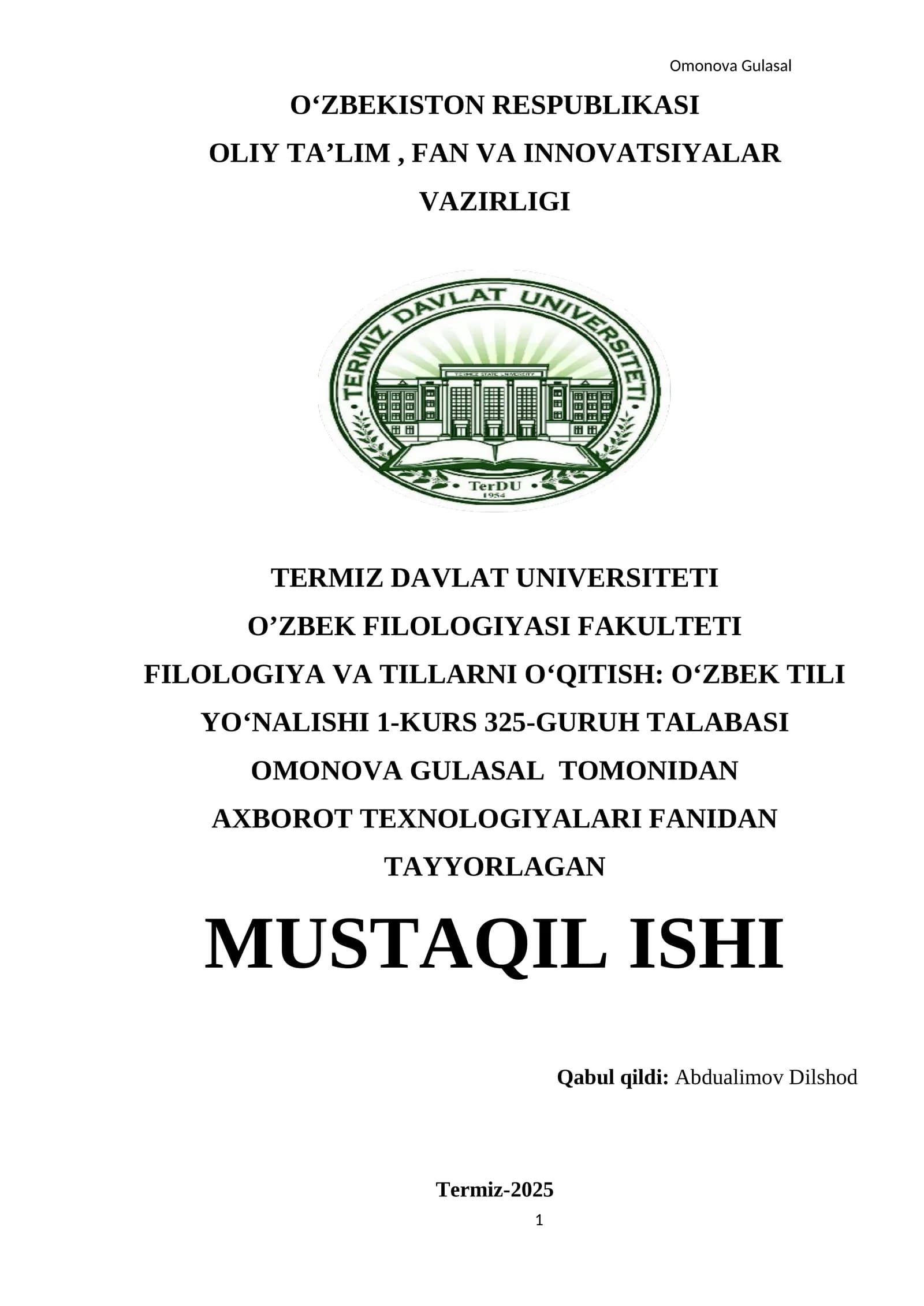 Zamonaviy taqdimotlar tayyorlash texnologiyasi (Powerpoint)
