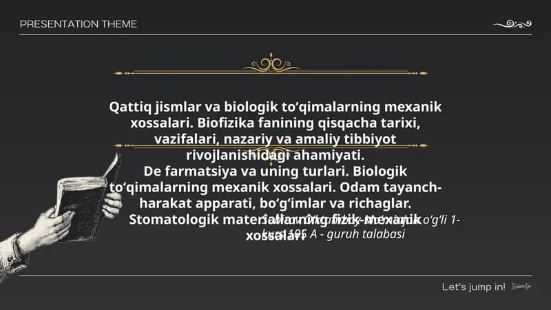Qattiq jismlar va biologik toʻqimalarning mexanik xossalari