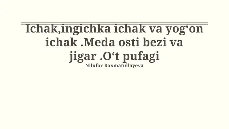 Ingichka ichak va yog'on ichak