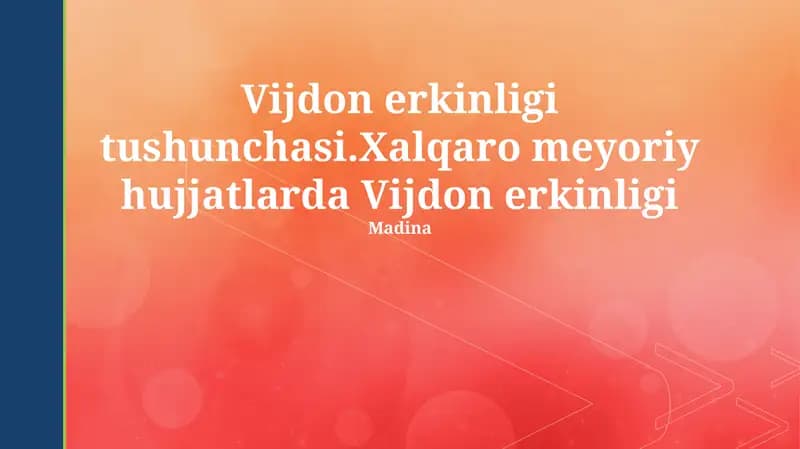 Vijdon Erkinligi Tushunchasi
