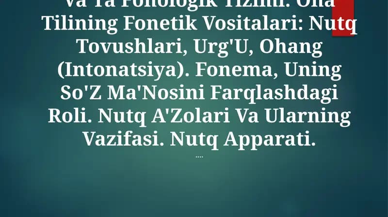 Fonetika Va Fonologiya
