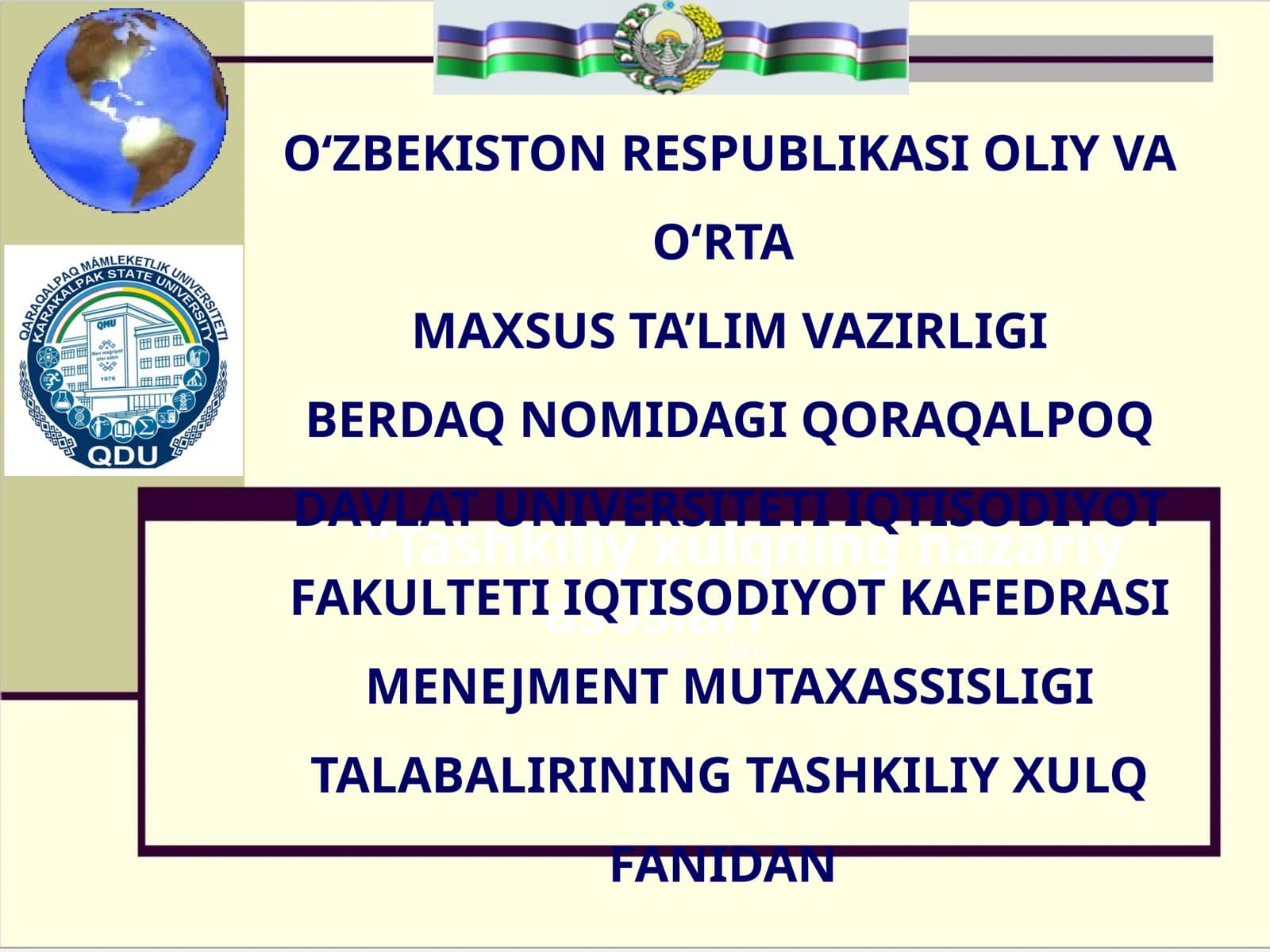 Tashkiliy xulqning nazariy asoslari