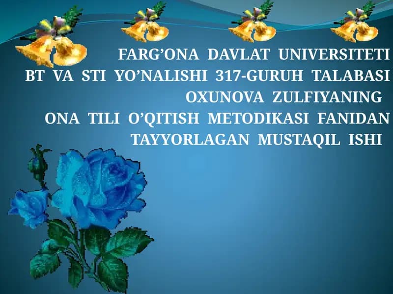 ONA TILI O’QITISH METODIKASI
