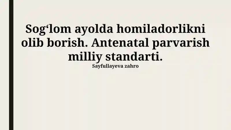 Antenatal parvarish milliy standarti