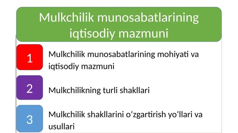 Mulkchilik munosabatlarining iqtisodiy mazmuni