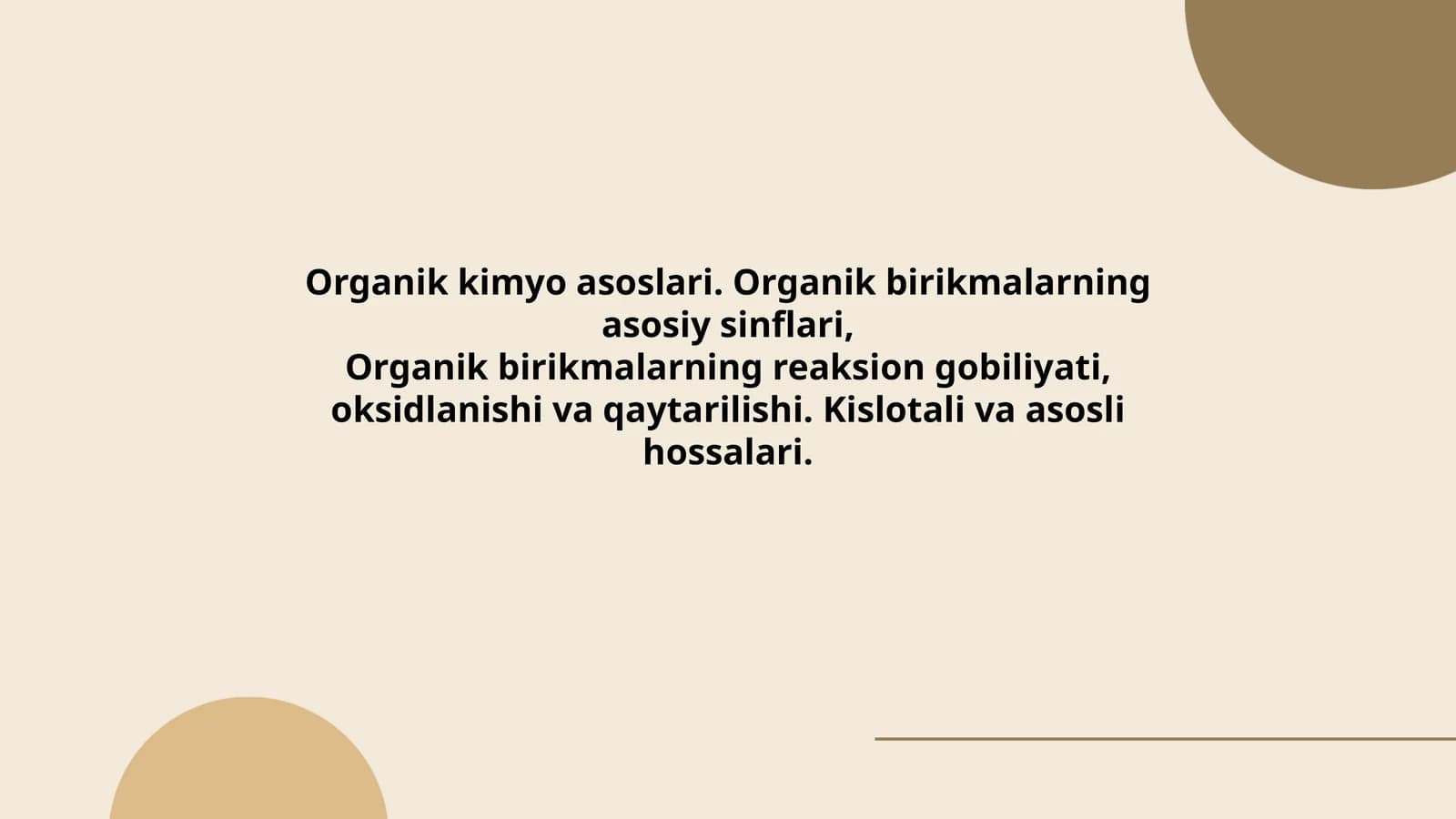Organik Kimyo Asoslari