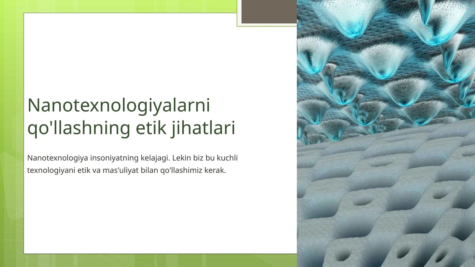 Nanotexnologiyalarni qo'llashning etik jihatlari