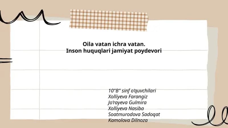 Oila vatan ichra vatan.Inson huquqlari jamiyat poydevori
