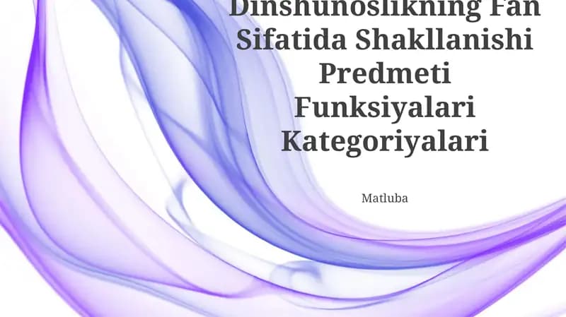 Dinshunoslikning Fan Sifatida Shakllanishi Predmeti Funksiyalari Kategoriyalari