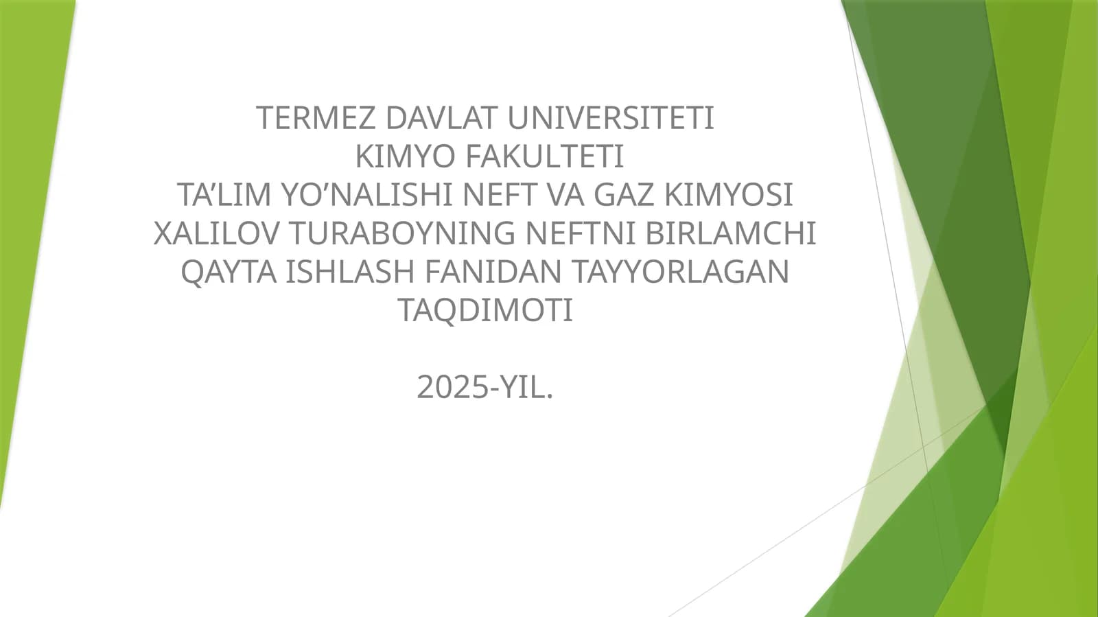 TA’LIM YO’NALISHI NEFT VA GAZ KIMYOSI
