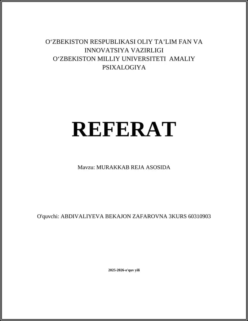 MURAKKAB REJA ASOSIDA