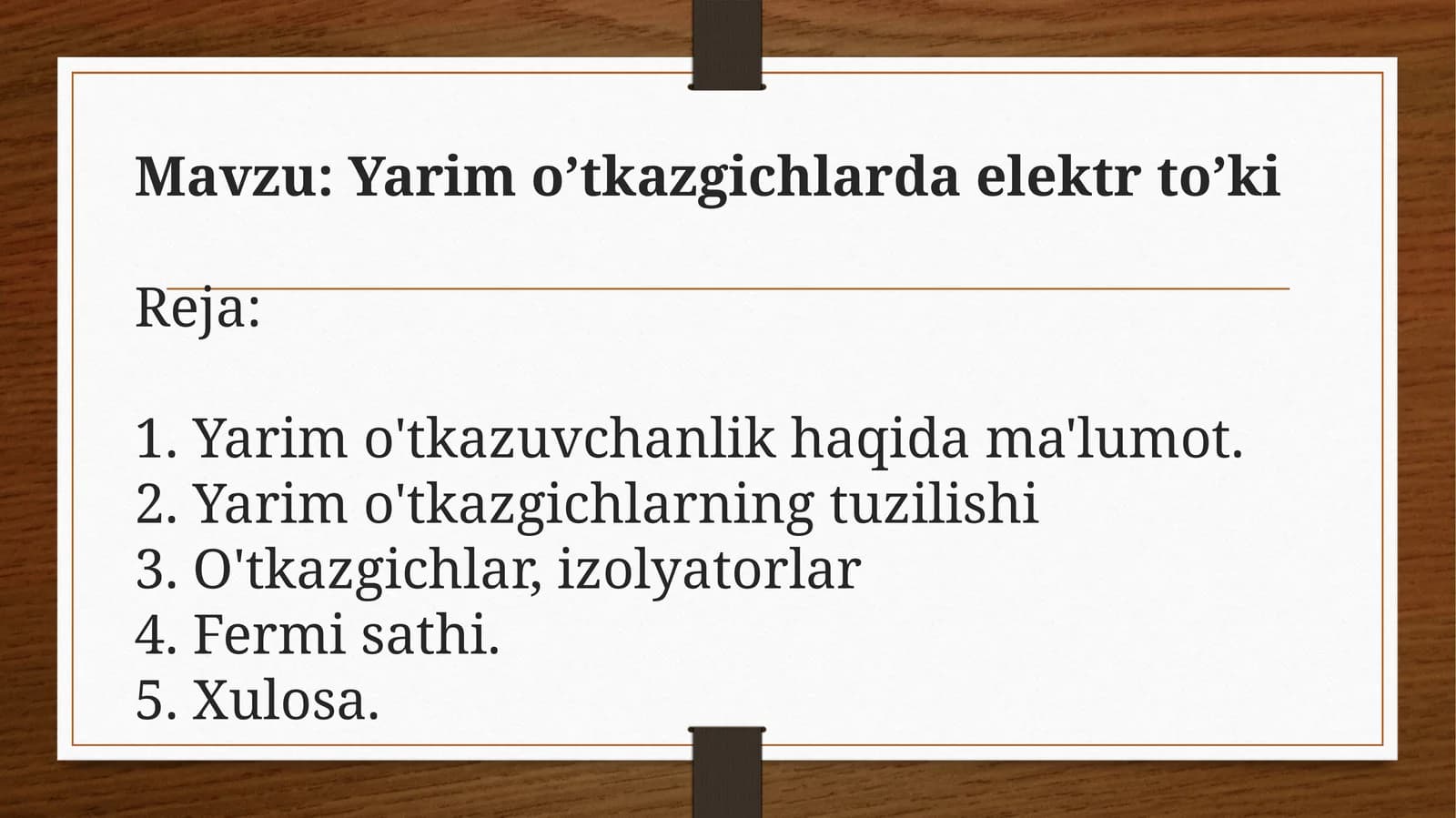 Yarimo’tkazgichlarda elektr to’ki