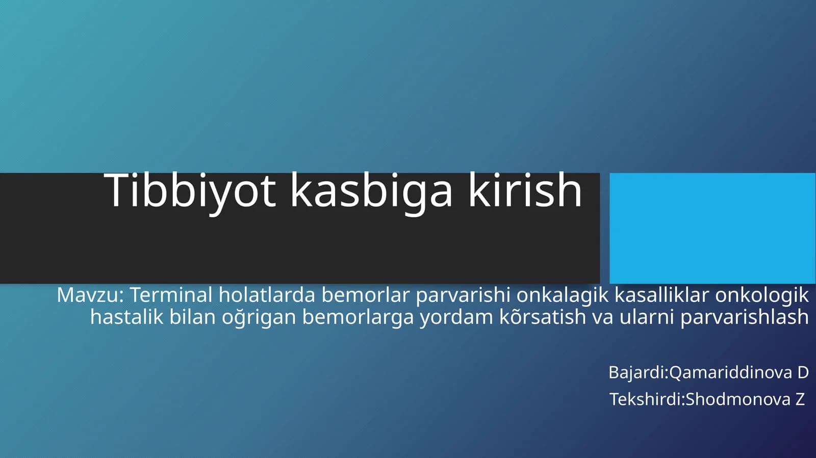 Tibbiyotkasbigakirish