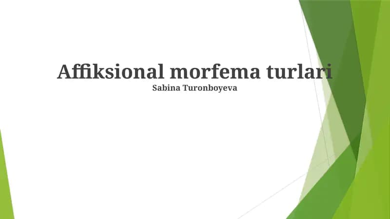 Affiksional morfema turlari