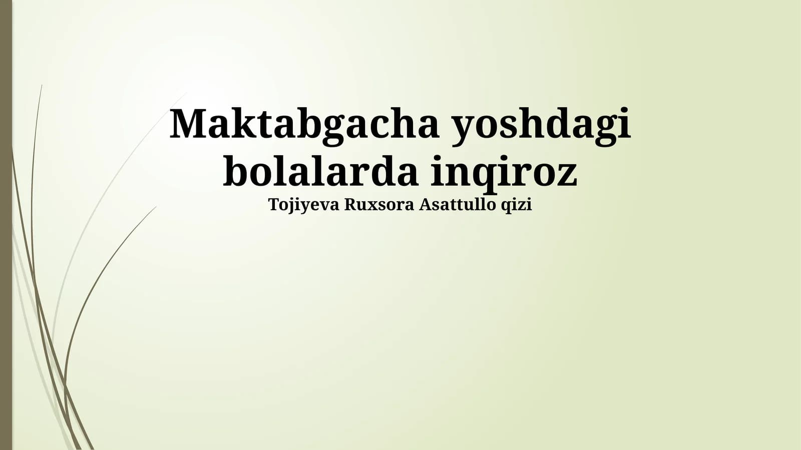 Maktabgacha yoshdagi bolalarda inqiroz