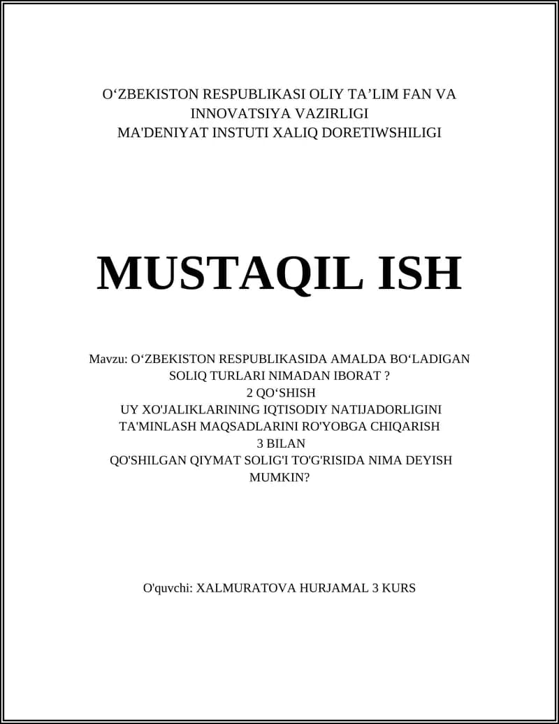 O‘zbekiston Respublikasida amal qiladigan soliq turlari