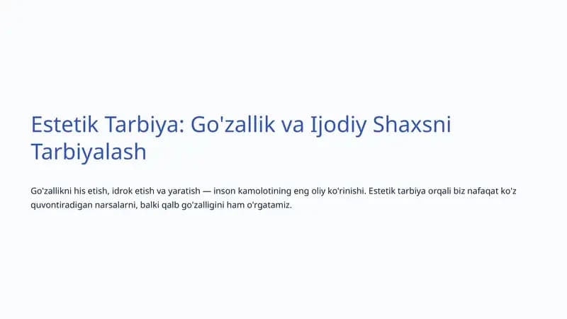 Estetik Tarbiya