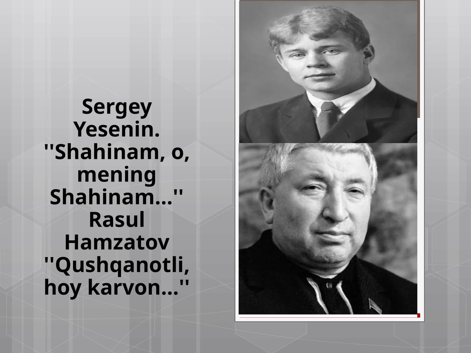 Sergey Yesenin. ''Shahinam, o,meningShahinam...''RasulHamzatov''Qushqanotli, hoykarvon...''