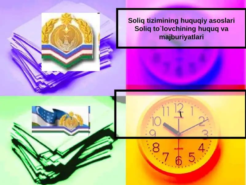 Soliq tizimining huquqiy asoslari Soliq to`lovchining huquq va majburiyatlari