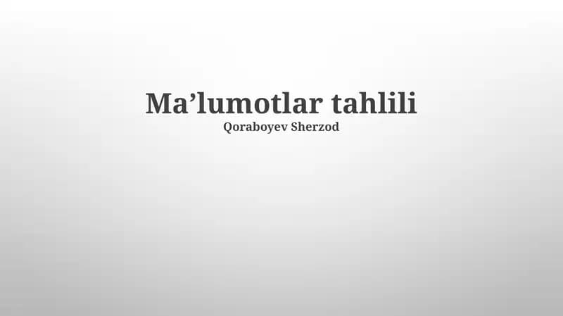 Ma’lumotlar tahlili