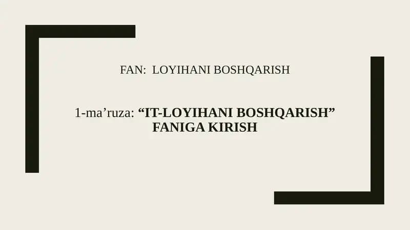 IT-loyihani boshqarish