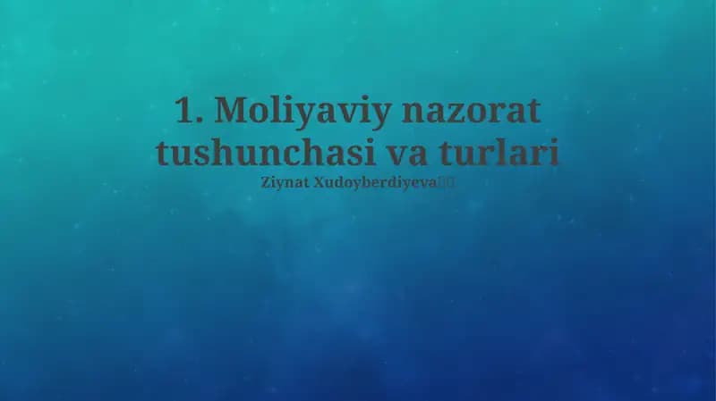 Moliyaviy nazorat tushunchasi va turlari