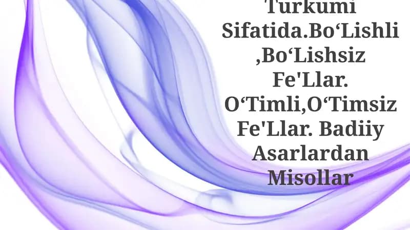 Fe'l grammatik turkum sifatida