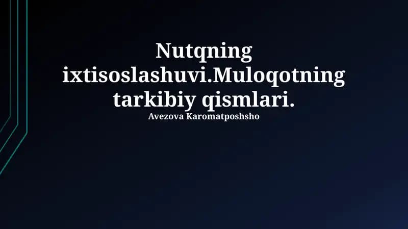 Nutqning ixtisoslashuvi