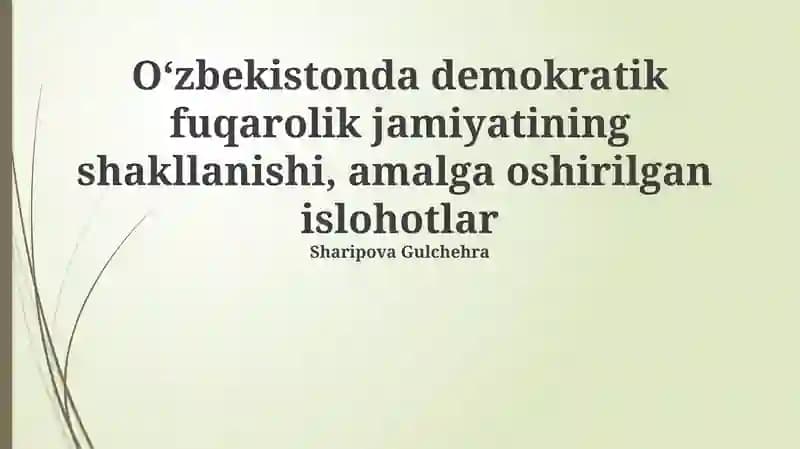 Fuqarolik Jamiyatining Shakllanishi va Asosiy Tamoyillari