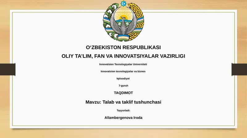 Talab va Taklif Asoslari