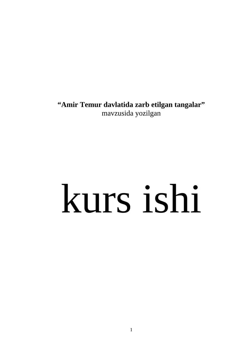 "Amir Temur davlatida zarb etilgan tangalar"