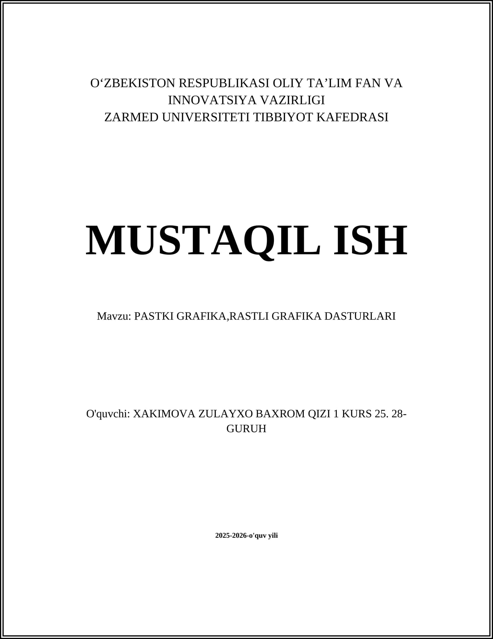 PASTKI GRAFIKA,RASTLI GRAFIKA DASTURLARI