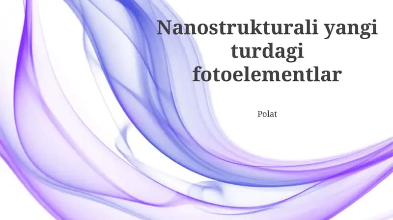 Nanostrukturli Fotoelementlarning Yangi Turi