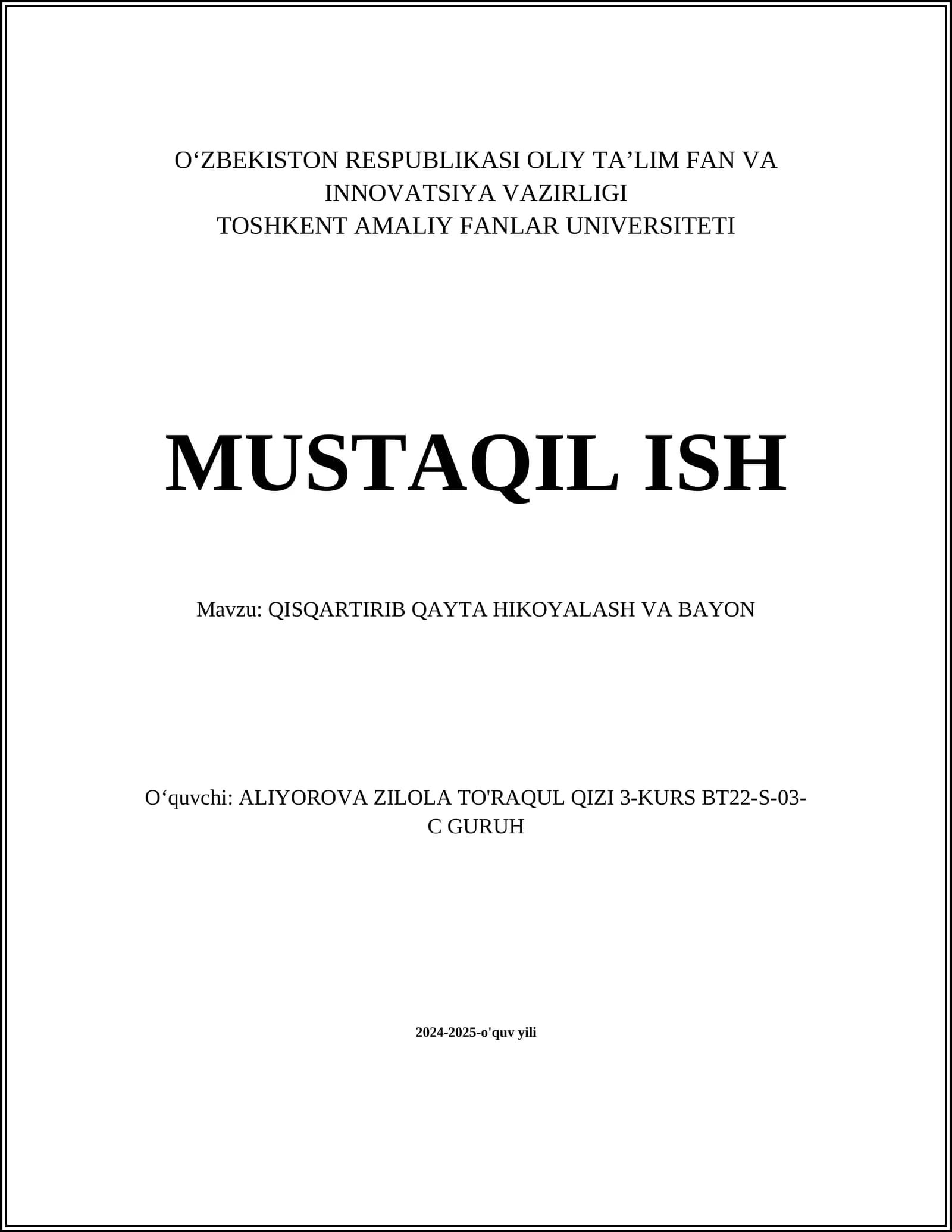 Qisqartirib Qayta Hikoyalash Usullari