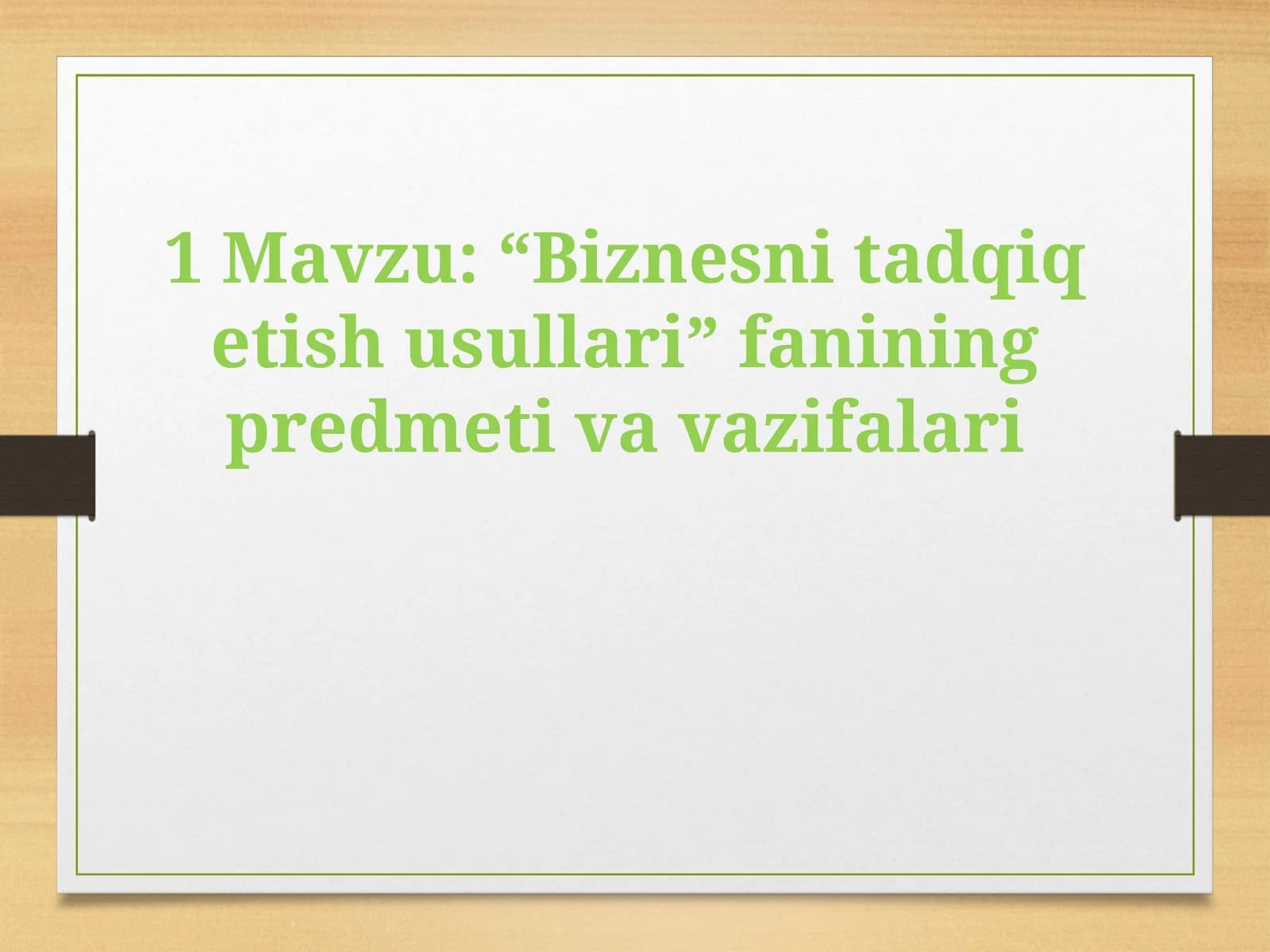 Biznesni tadqiq etish usullari