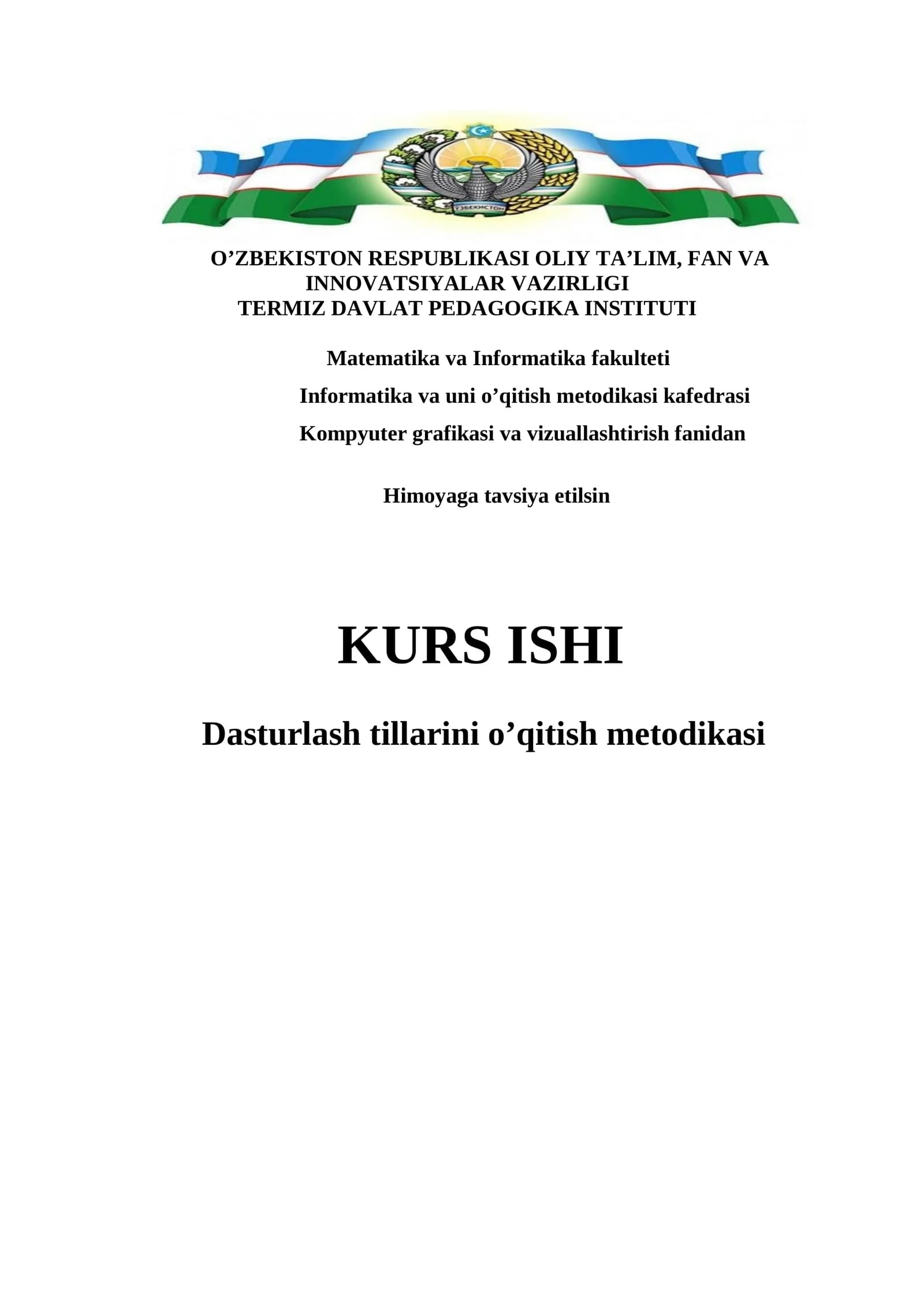 Dasturlash tillarini o’qitish metodikasi