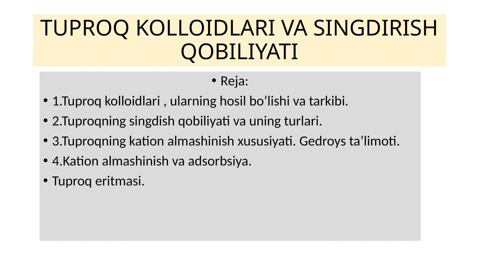 Tuproq kolloidlari va singdirish qobiliyati
