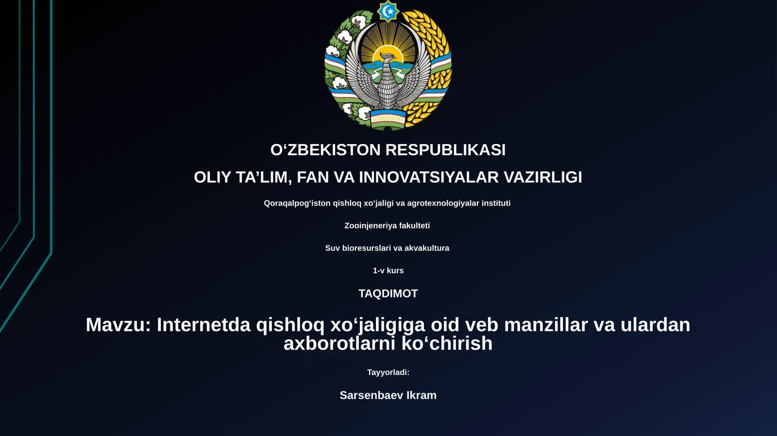 Internetda qishloq xoʻjaligiga oid veb manzillar va ulardan axborotlarni koʻchirish