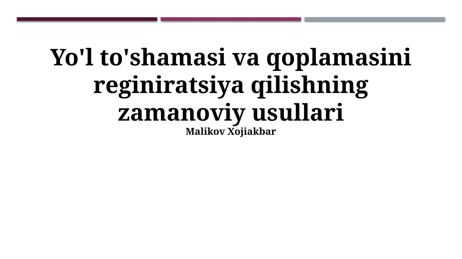 Yo'l to'shamasi va qoplamasini reginiratsiya qilishning zamanoviy usullari