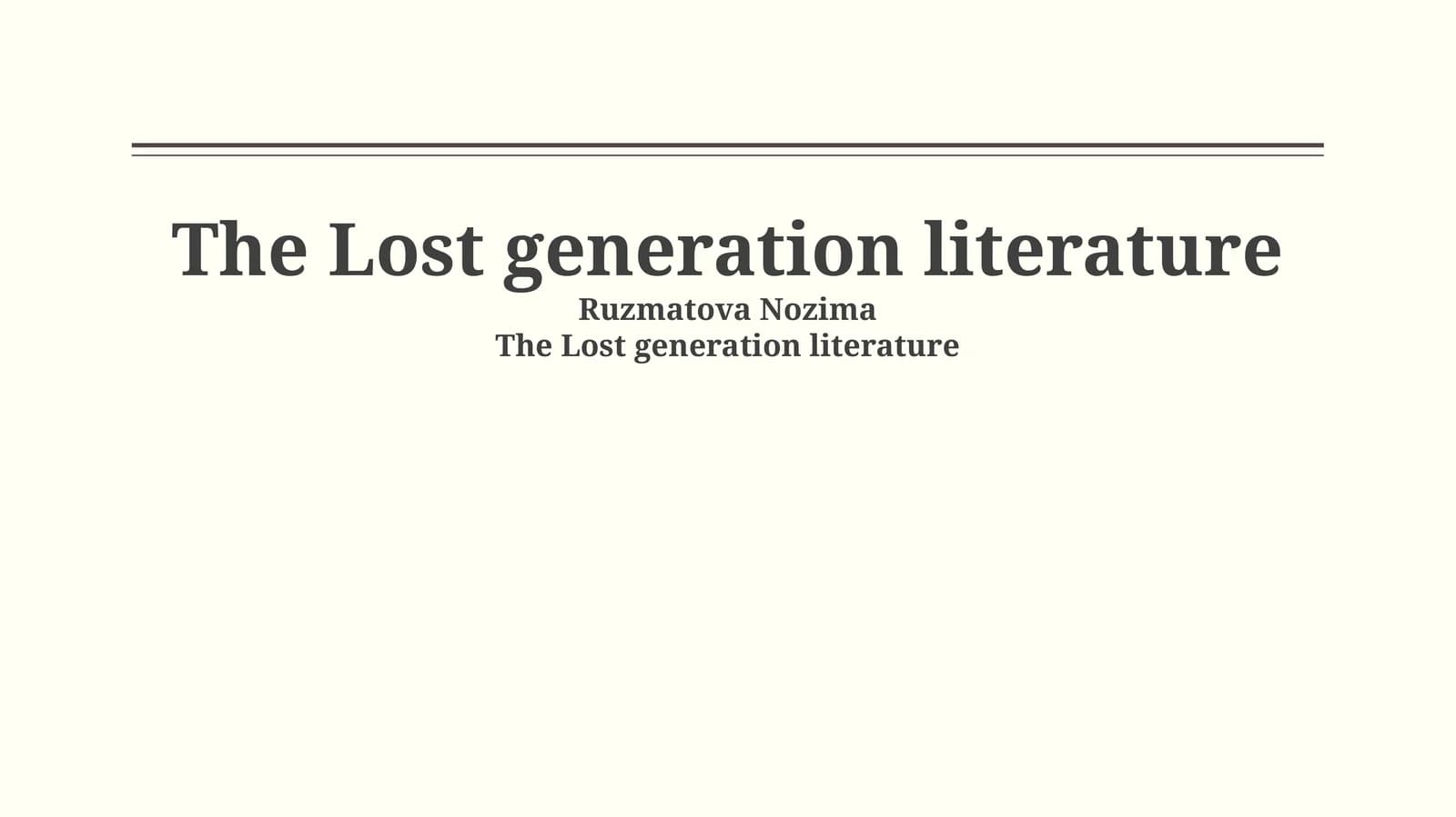 The Lost generation literature
