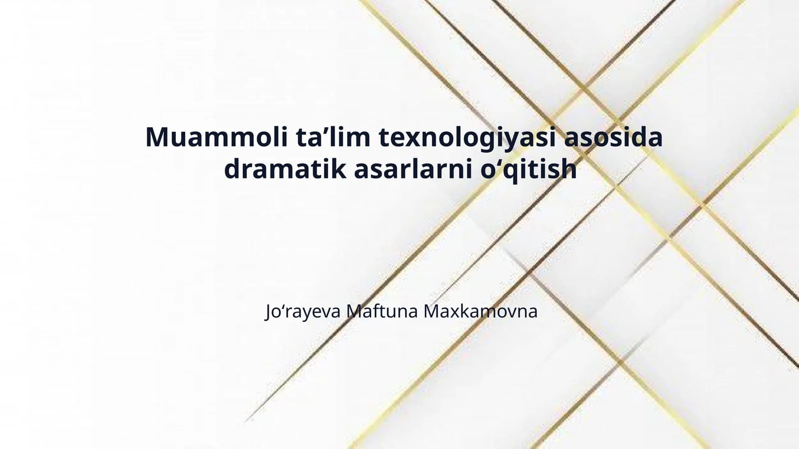 Muammoli taʼlim texnologiyasi asosida dramatik asarlarni oʻqitish