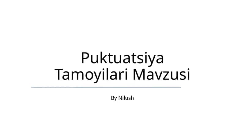 Puktuatsiya Tamoyilari Mavzusi