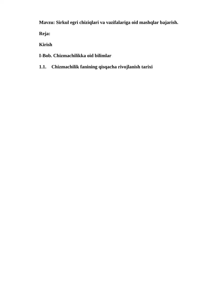 Sirkul egri chiziqlari va vazifalariga oid mashqlar